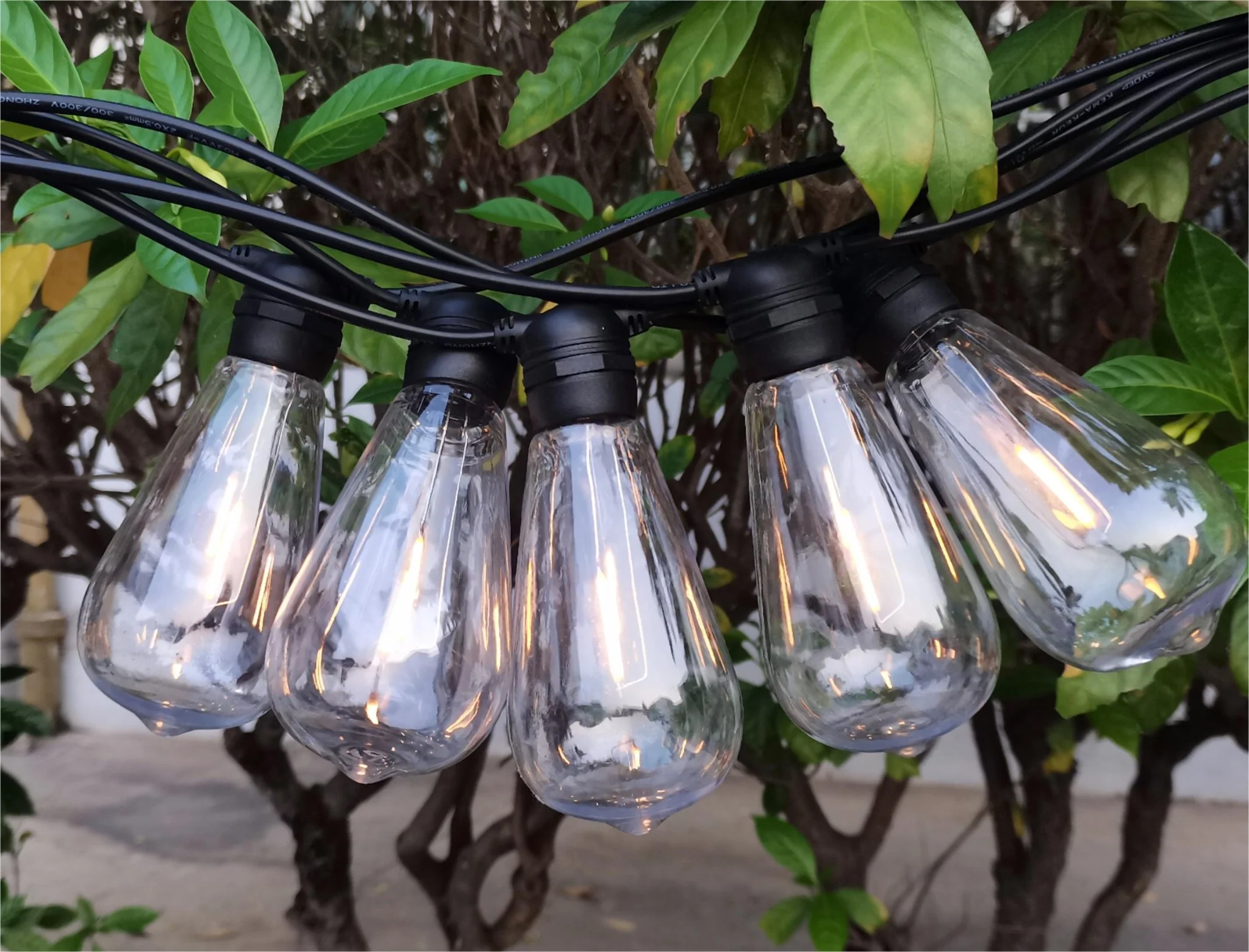 New 48ft Outdoor String Lights with 15 Clear ST64 Bulbs, Warm White, Waterproof IP65, Plug-In 15ST64NR - Image 3