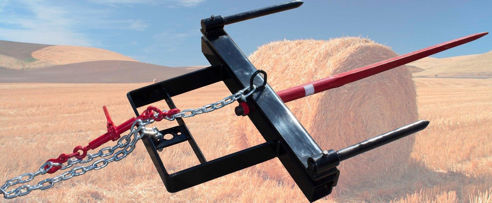 49" Triple Hay Bale Spear – Heavy-Duty Bucket Attachment for Tractors & Loaders | Model HY49 - Image 2