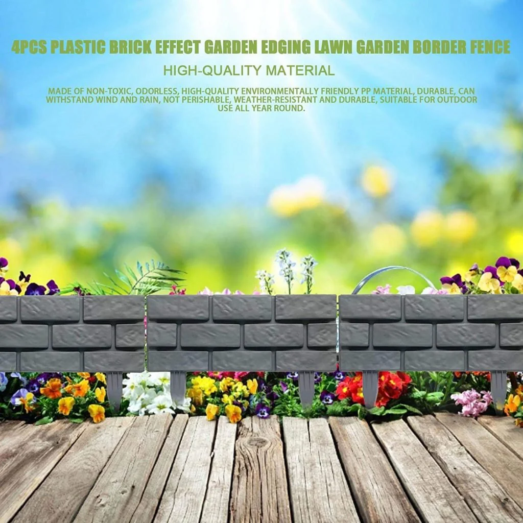 New 4 PCS Flexible Brick Stone Edging Border – Lawn & Garden Landscape Edge for Flower Beds & Walkways 517928 - Image 2