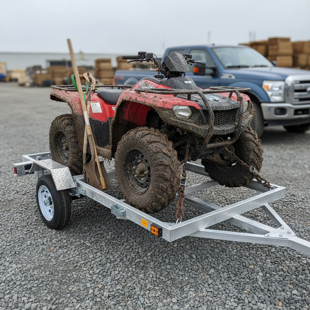4x8 FT Folding Aluminum Utility Trailer – Lightweight, Rust-Resistant ATV Hauler | 1400 LB GVWR | Model 90158AL1