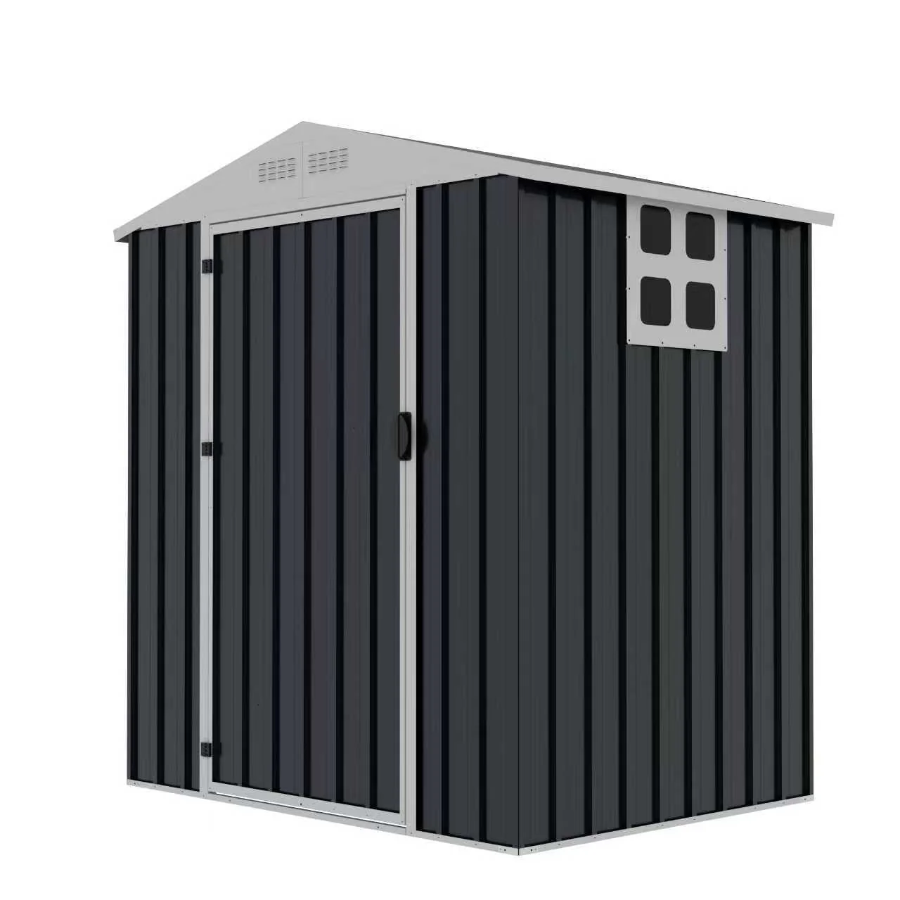 5.1' x 3.8' Outdoor Metal Storage Shed – Steel Garden Tool Shed with Single Swing Door, Grey 110275 - Image 3
