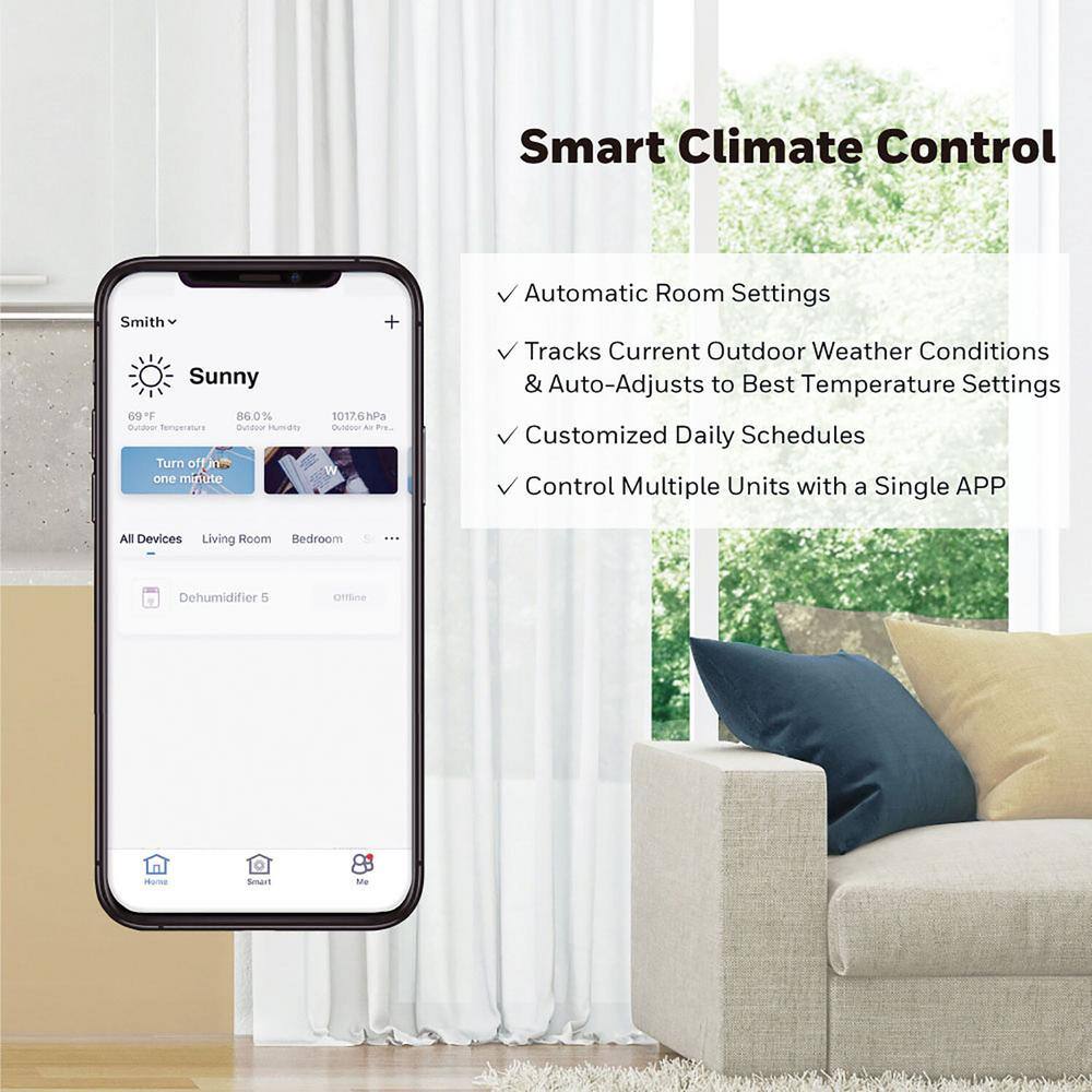 5,500 BTU Portable Air Conditioner HF8CESVWK5 Cools 350 Sq. Ft. with Dehumidifier and Wi-Fi in White - Image 4