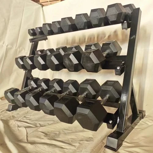 5–50 lb Rubber Hex Dumbbell Set with 3 Tier Rack Complete Home Gym Strength Training Set 7225021 - Image 4