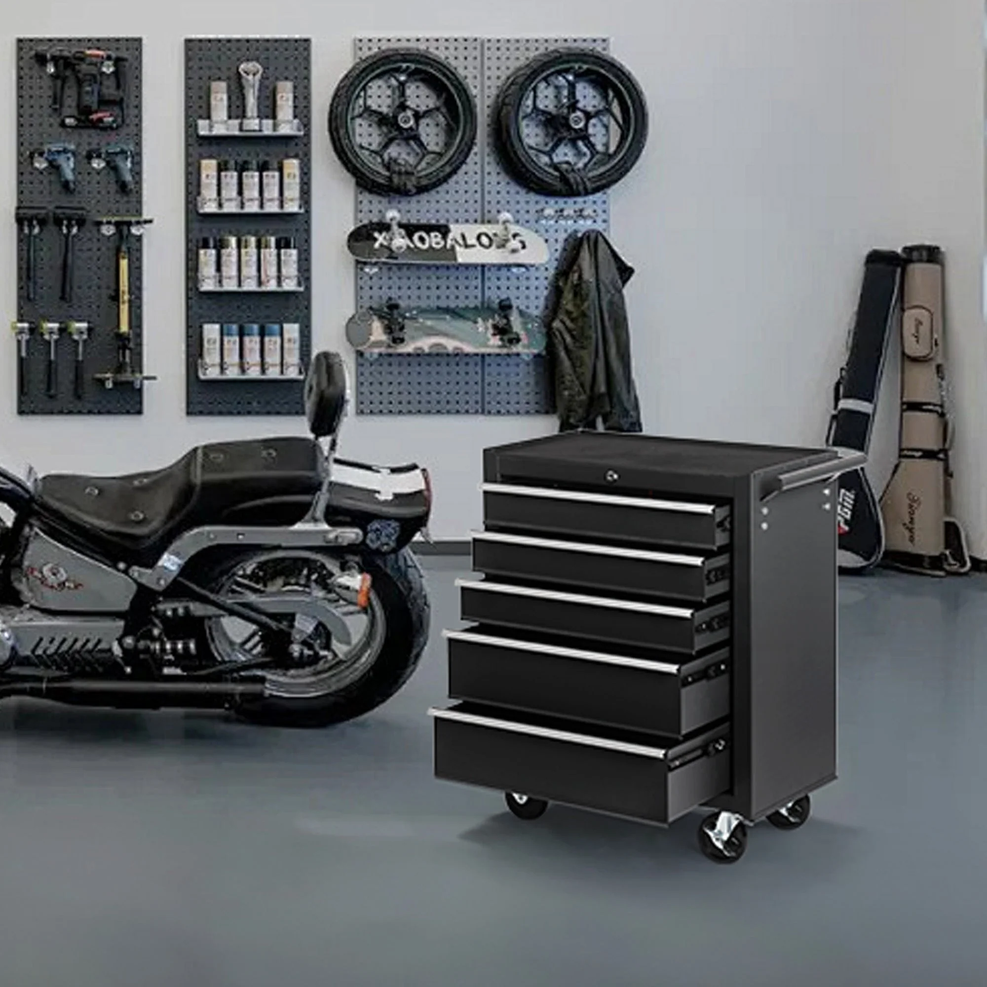 5 Drawer Garage Tool Cabinet Heavy Duty Steel Rolling Storage with Casters 31305 - Image 10