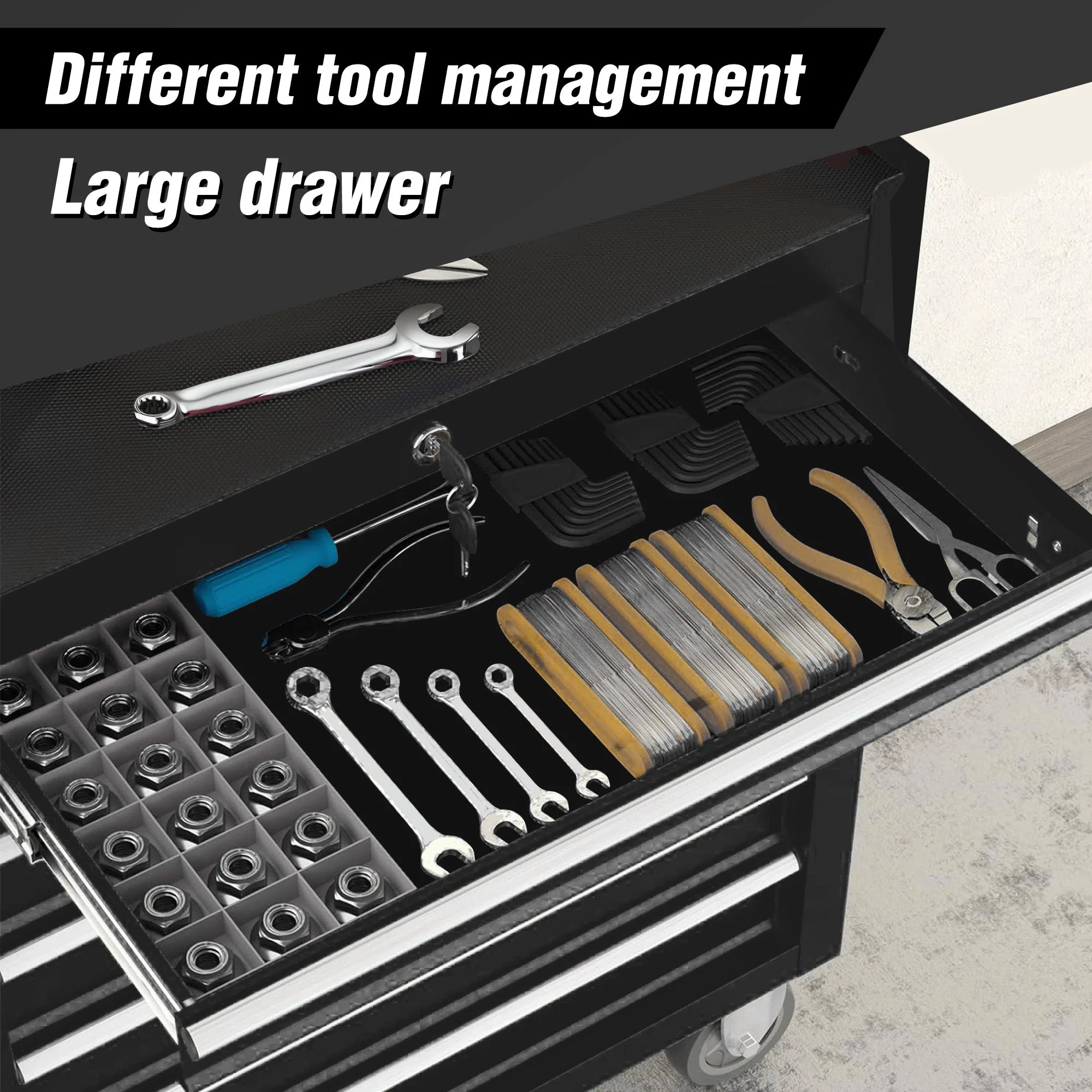 5 Drawer Garage Tool Cabinet Heavy Duty Steel Rolling Storage with Casters 31305 - Image 5