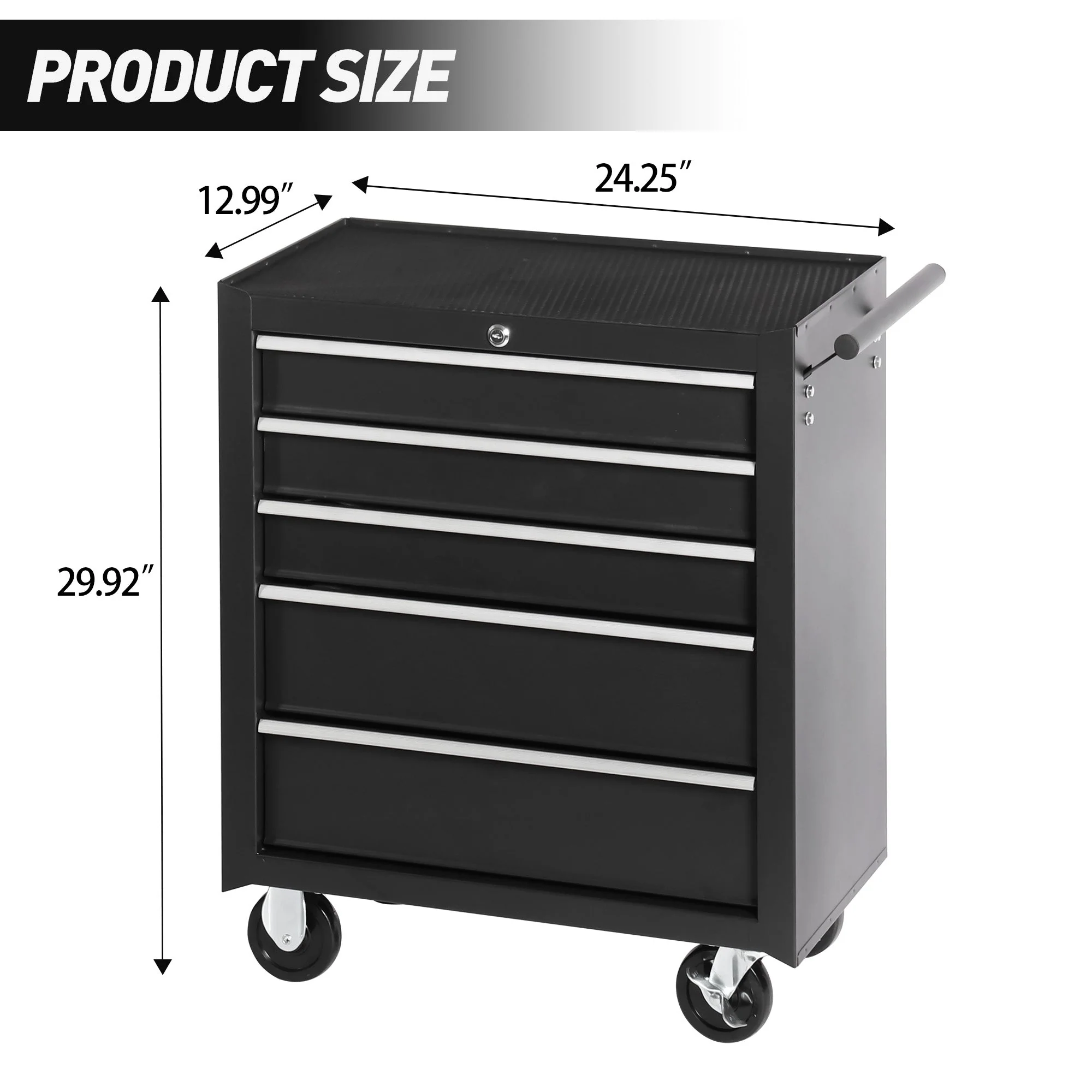 5 Drawer Garage Tool Cabinet Heavy Duty Steel Rolling Storage with Casters 31305 - Image 8