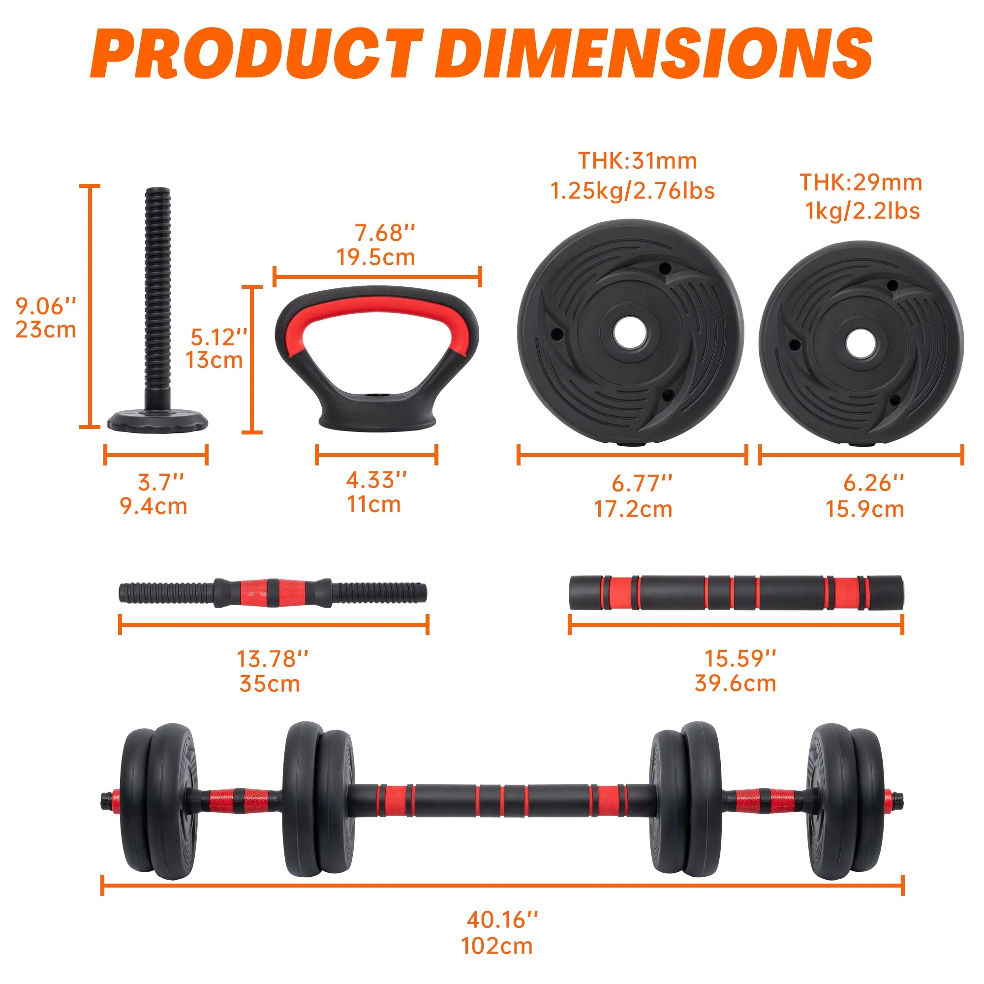 5-in-1 Adjustable Dumbbell Set – 22.5 lb & 110 lb Home Gym Weights with Barbell - Image 5