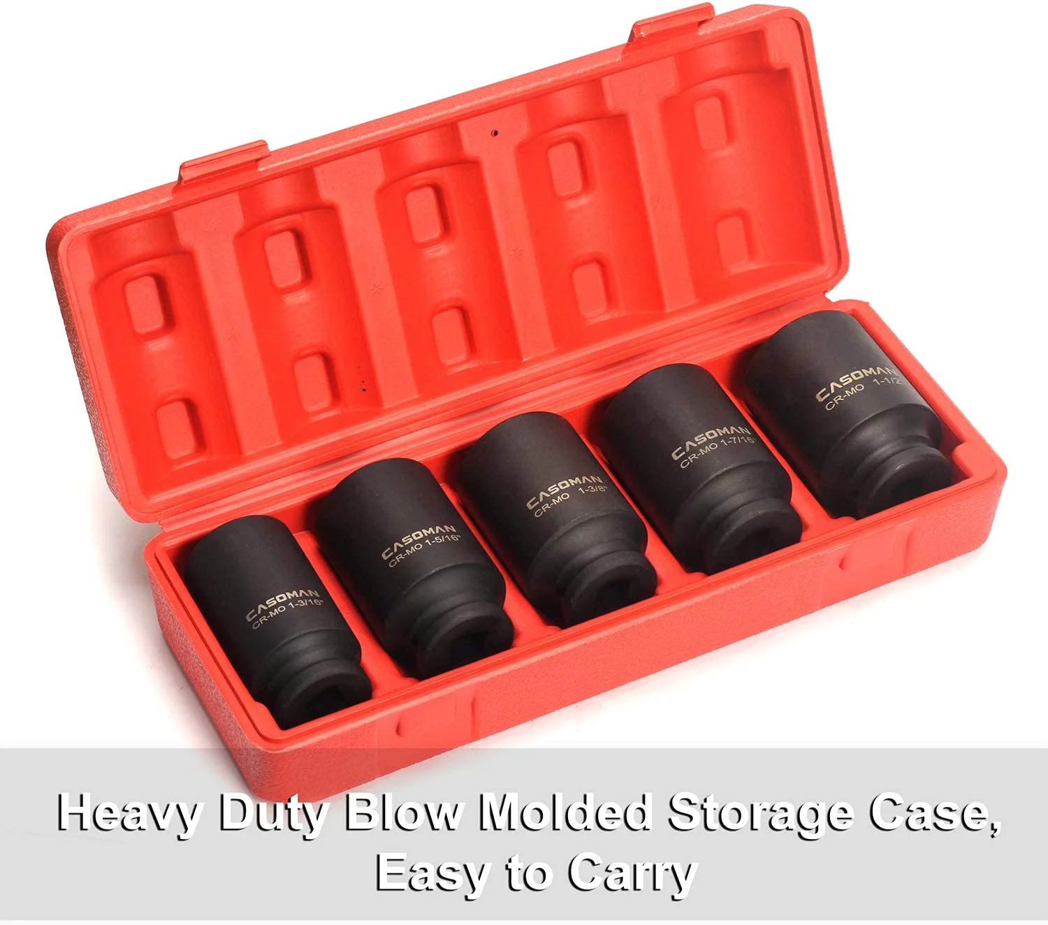 5-Piece 1/2" Deep Drive Spindle Axle Nut Impact Socket Set – Heavy-Duty Chrome | SKU: S1152 - Image 3