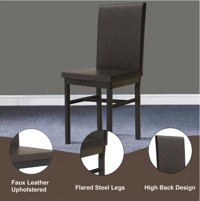 5-Piece Dining Table Set with Faux Marble Top and PU Leather Chairs – Space-Saving Kitchen Table for 4 – MH24619 - Image 2