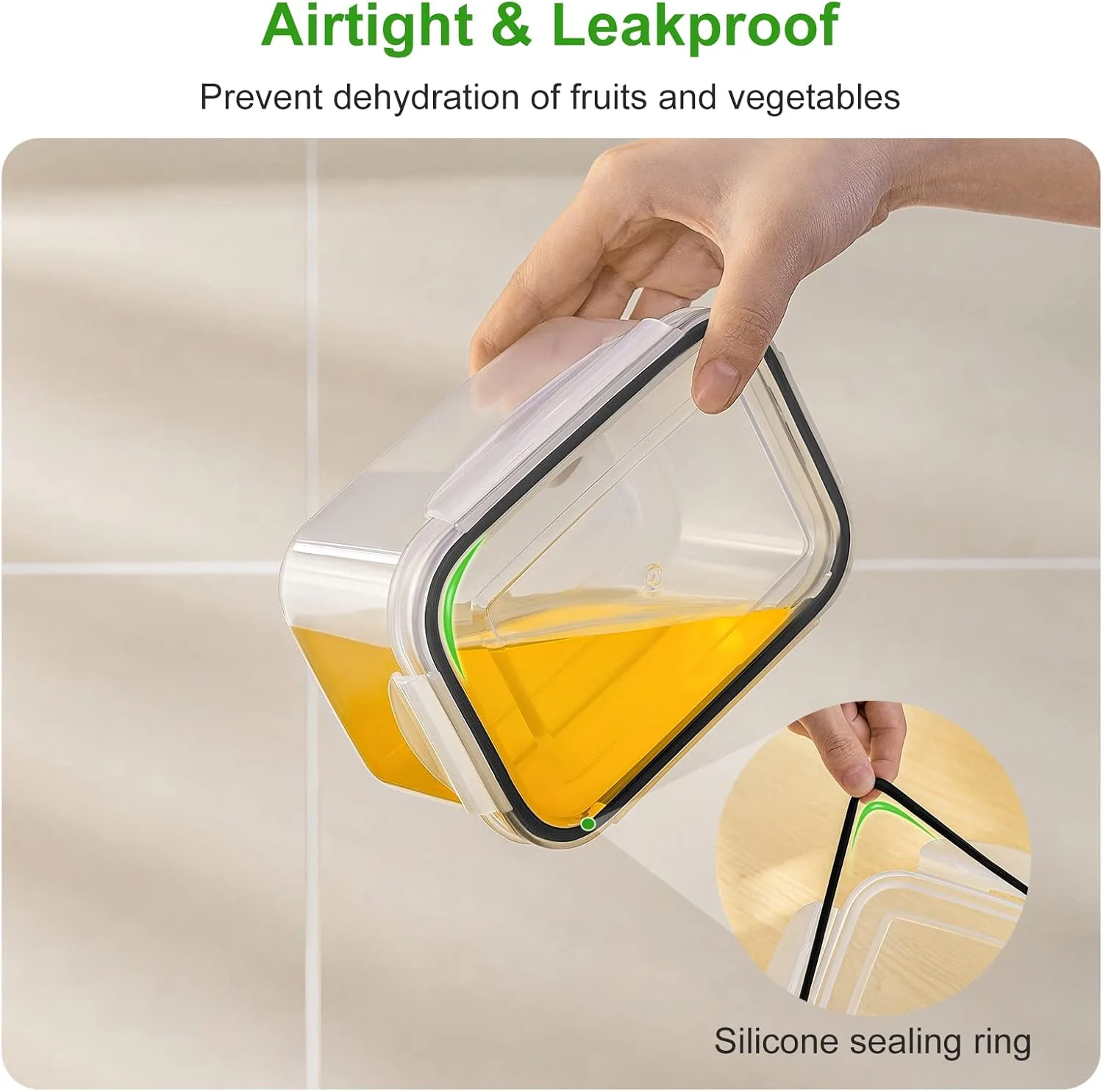 5-Piece Large Fruit Containers for Fridge with Removable Colander Leakproof Set FC0517 - Image 4