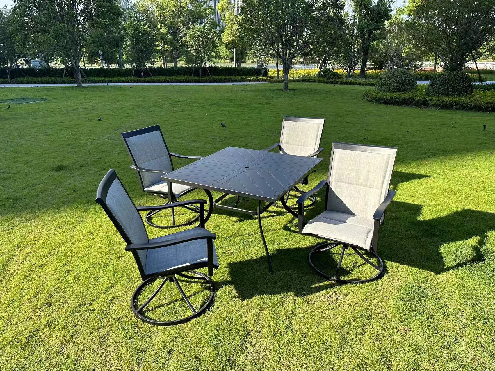 5-Piece Patio Outdoor Furniture Set – Swivel Chairs and Dining Table | SKU: 820824 - Image 3