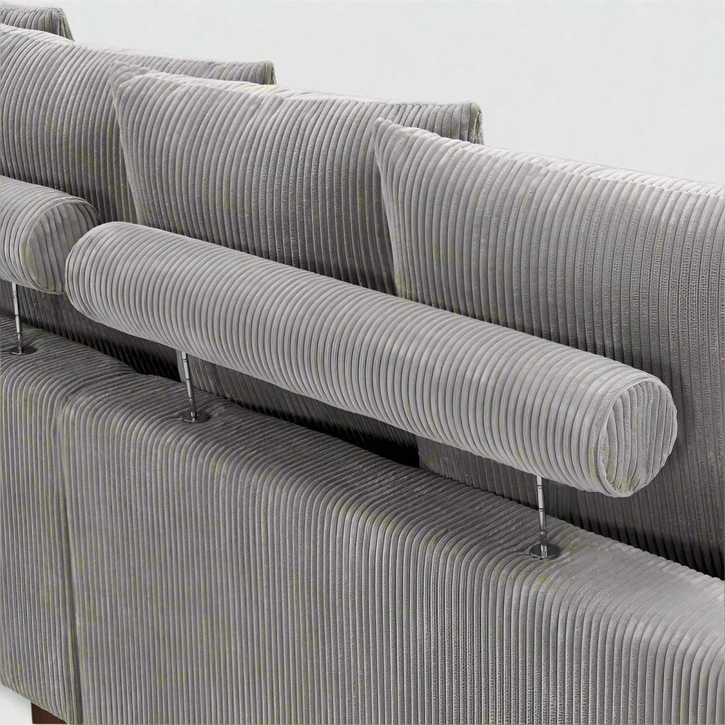 5-Piece Corduroy Sectional Sofa – U-Shaped Living Room Furniture Set | Dark Gray & Light Gray - Image 14