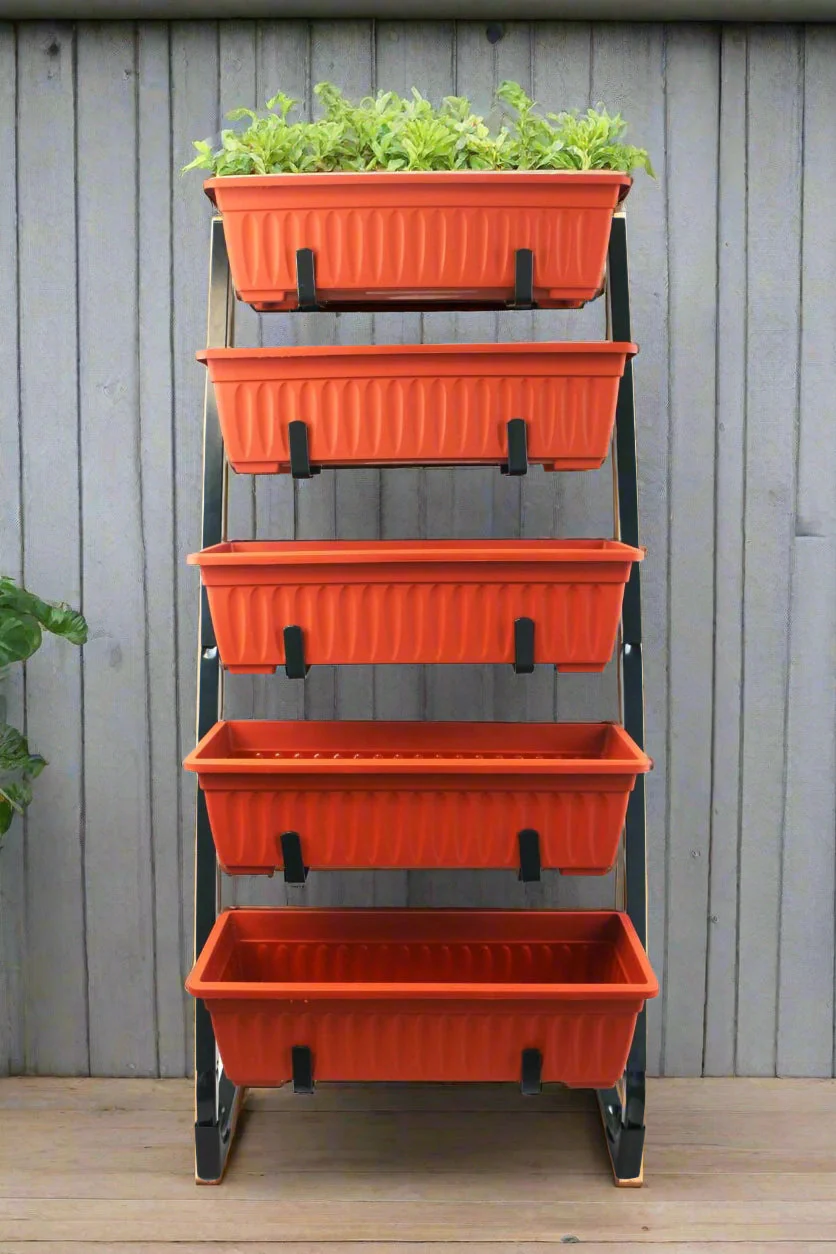 5 Tier Vertical Garden Bed Planter 22" Stackable Outdoor Herb Vegetable Flower Planter for Patio Balcony Yard GP01114