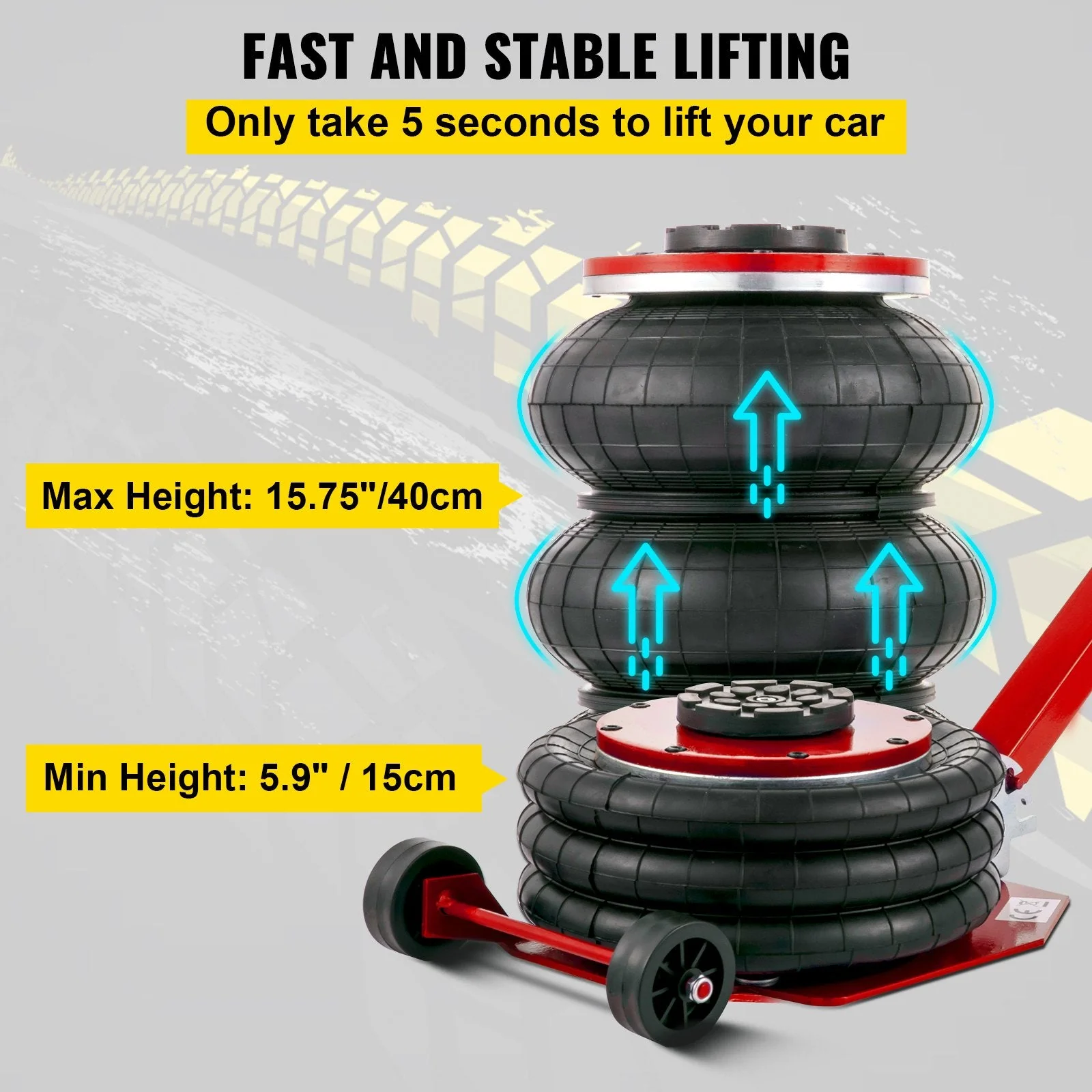 5-Ton Triple Bag Car & Truck Air Jack – Heavy-Duty Pneumatic Lift | SKU: 924254 - Image 3