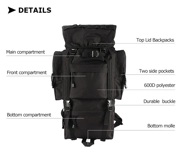 50–65L Large Tactical Backpack – Military Rucksack A88018 Series | MOLLE Outdoor & Survival Pack (Black A88018BLK / CP Camo A88018CP) - Image 4