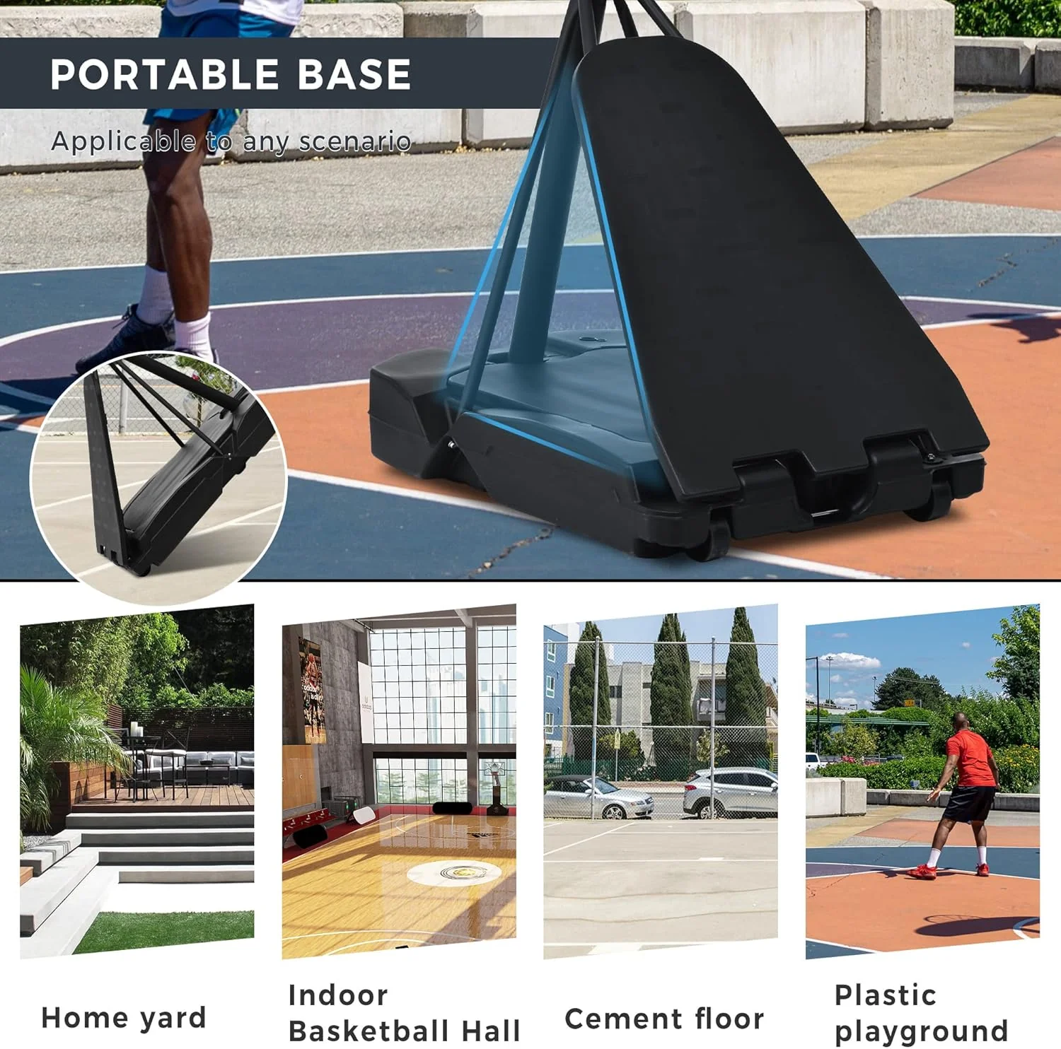 50” Adjustable height 10 FT Portable Basketball Hoop – Shatterproof Backboard – 2506193 - Image 2