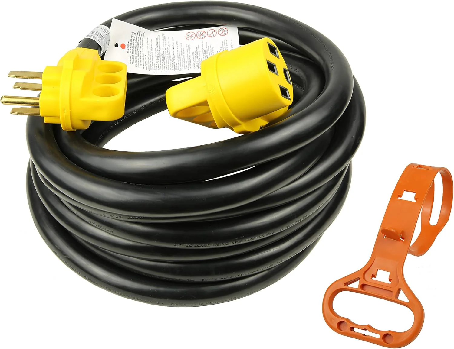 50 Amp Extension Cord – 30FT 250V Outdoor Power Supply Cable with LED, Grip Handle & Cord Organizer RV5030FH