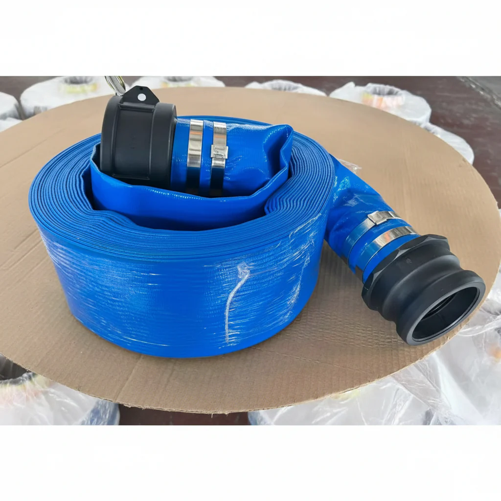 50 FT PVC Layflat Discharge Water Hose with Fittings – Heavy-Duty Irrigation & Pump Hose - Image 2
