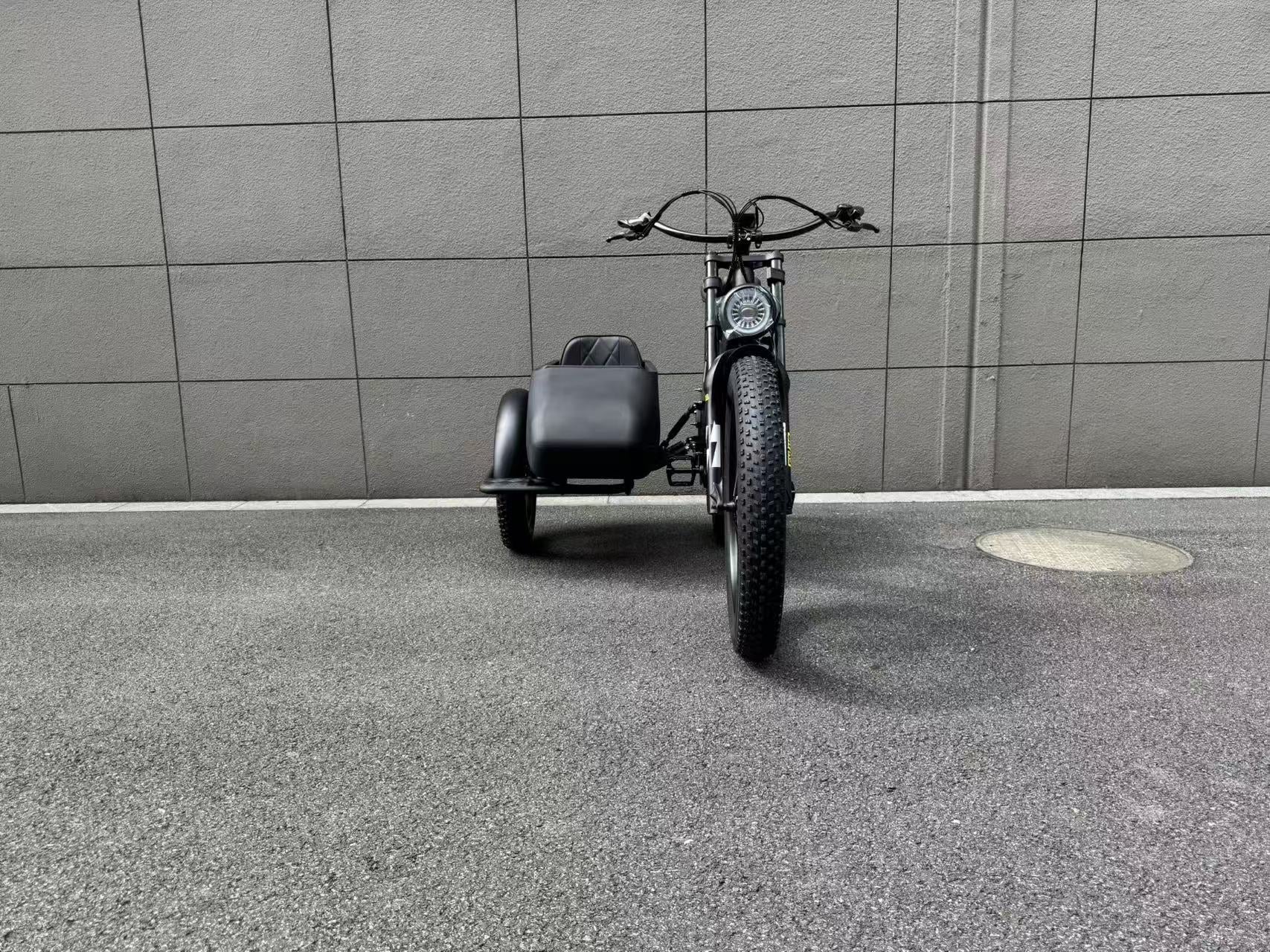 500W Jet Black Trike Electric bicycle Sidecar Bike with Aluminum‑Alloy Frame 039912 - Image 6