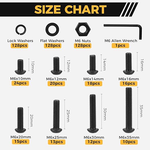 512 Piece M6 Button Head Socket Cap Screw Bolt Nut Washer Kit 12.9 Grade M6BN0512 - Image 2