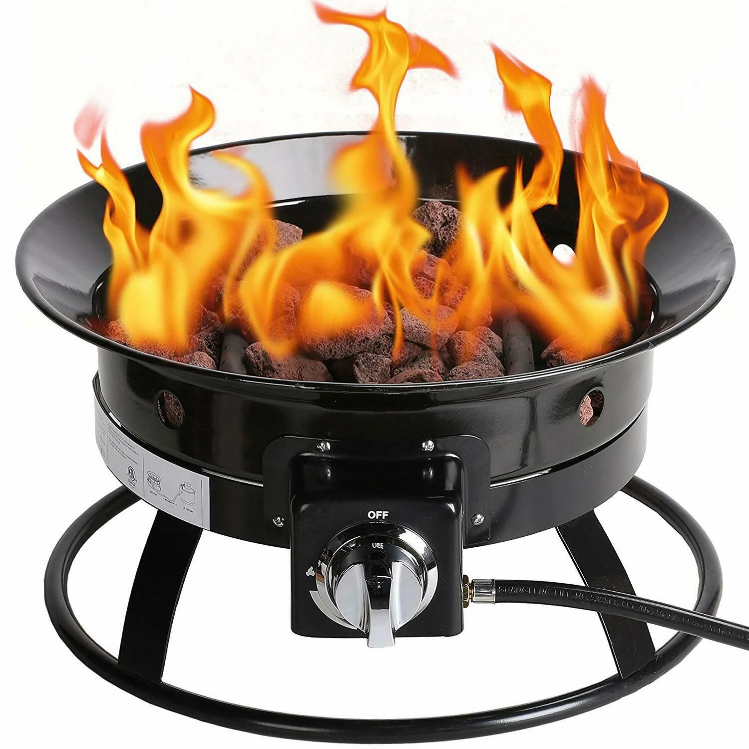 52,000 BTU Portable Propane Gas Fire Pit – Outdoor Fireplace for Camping, BBQ, Patio, Tailgating – Includes Lava Rocks, Hose & Regulator