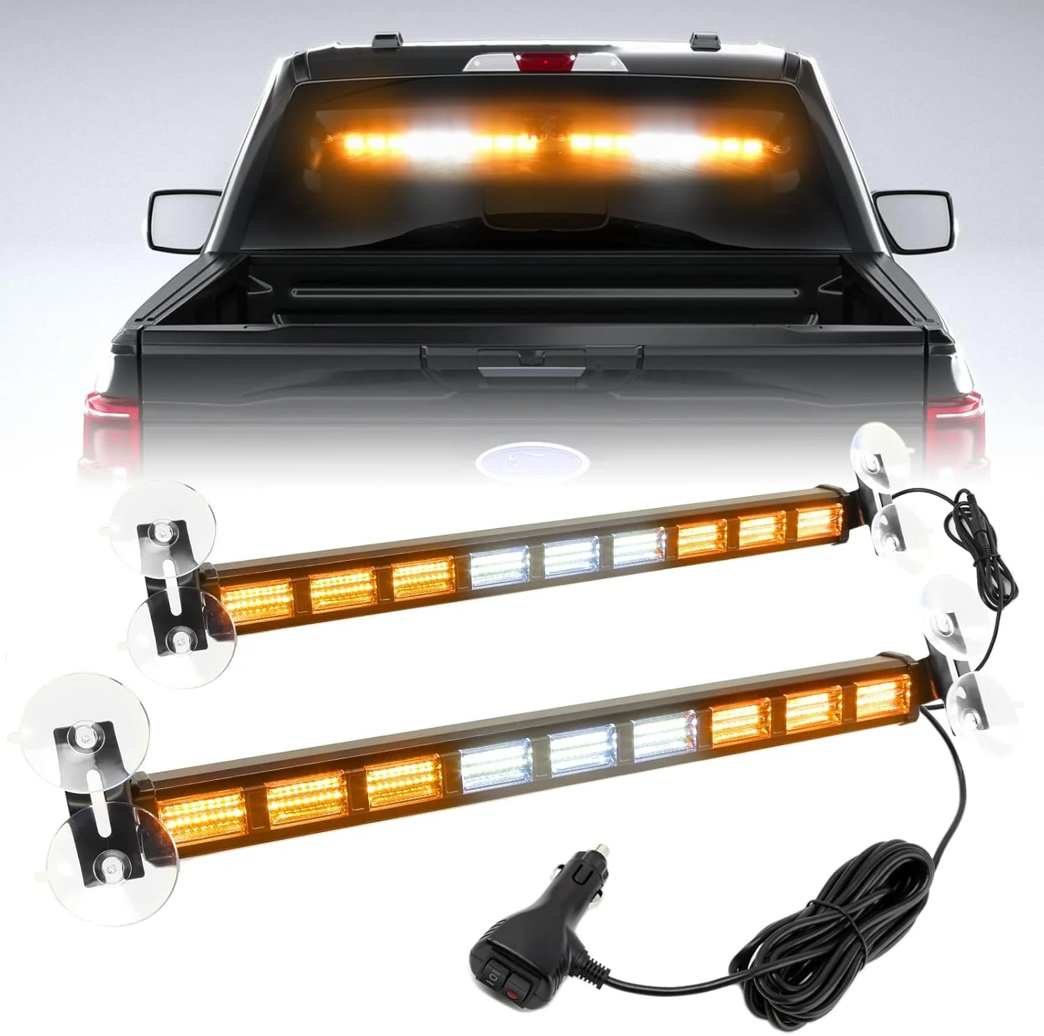 54 LED Emergency Strobe Traffic Advisor Light Bar Amber/White ST21AMBR