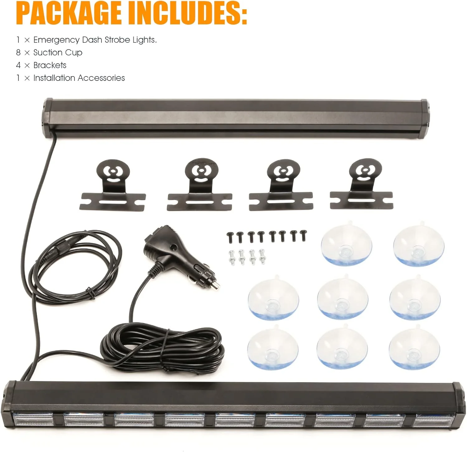 54 LED Emergency Strobe Traffic Advisor Light Bar Amber/White ST21AMBR - Image 2