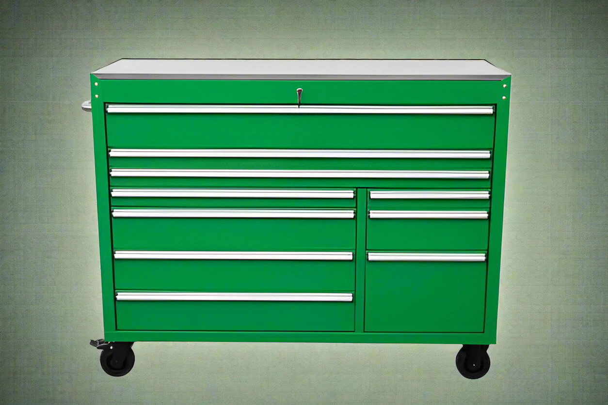 55" Siebel Tool Bench with Stainless Steel Top | 10-Drawer Workstation - Image 6