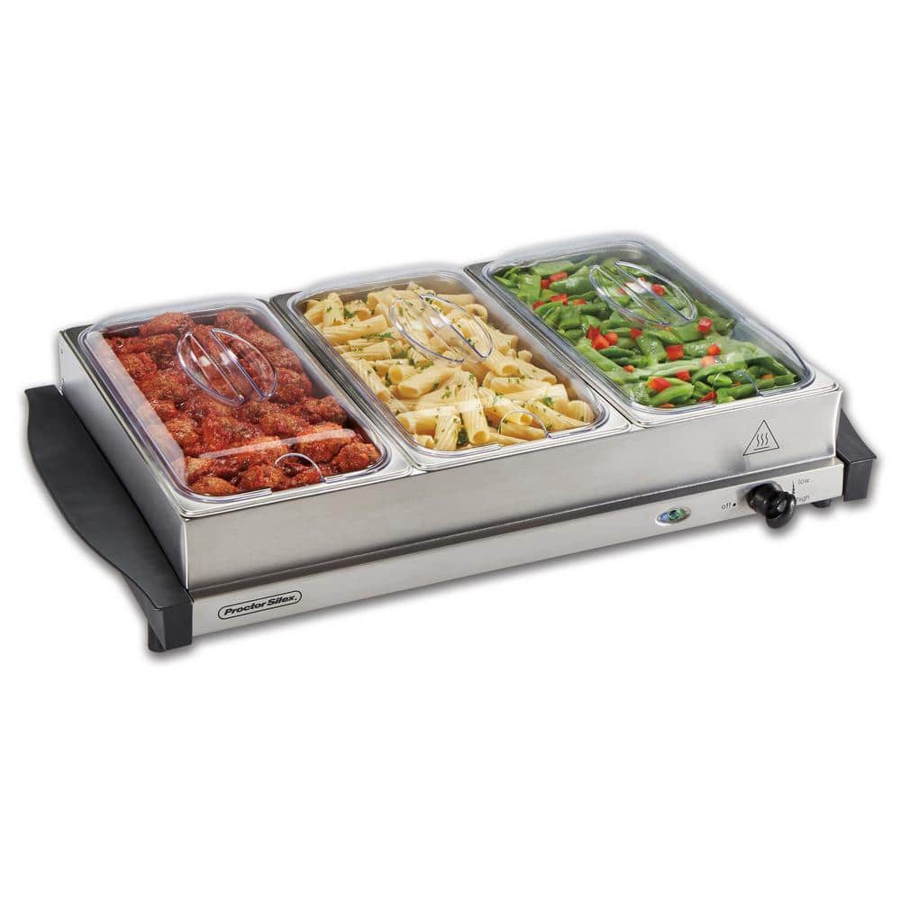 6.6 Qt. Stainless Steel Buffet Server with 3-Crocks - Image 2