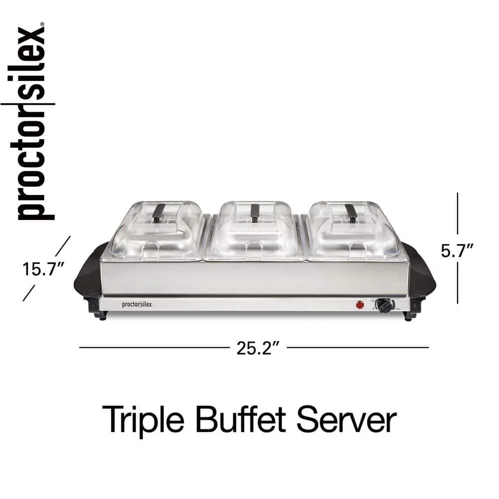 6.6 Qt. Stainless Steel Buffet Server with 3-Crocks - Image 3