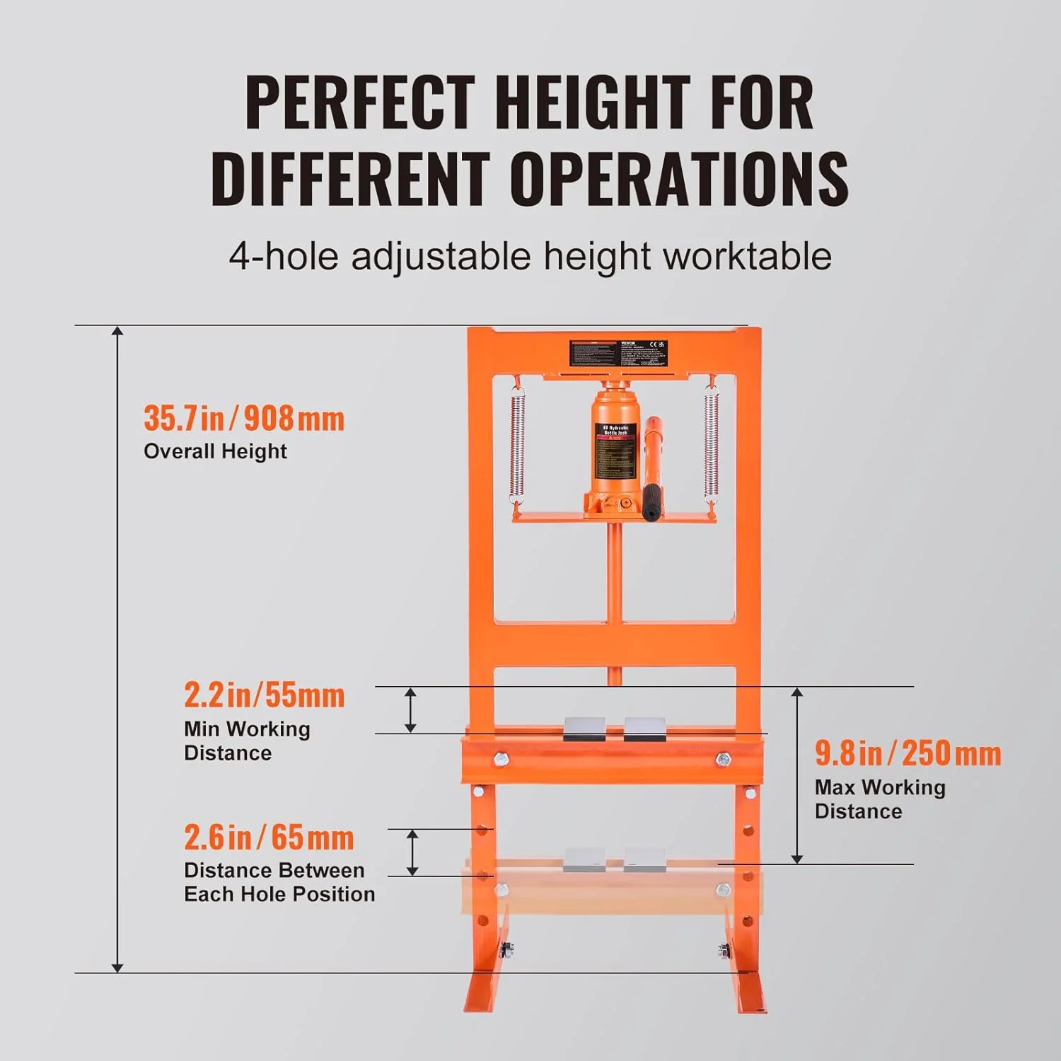 6-Ton H-Frame Hydraulic Shop Floor Press – Heavy-Duty Steel Frame with Relief Valve 3581271 - Image 2