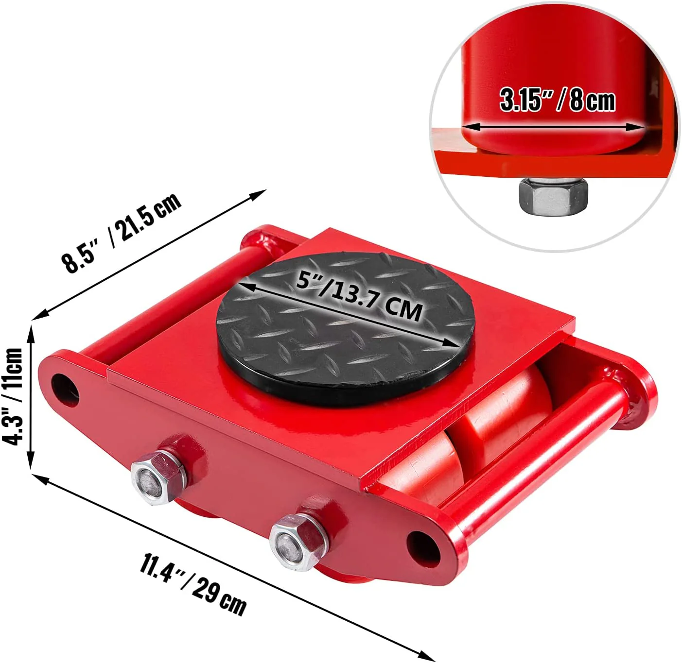 New 4 PCS 6-Ton Machinery Mover Skates | Heavy-Duty Equipment Moving Rollers | SKU 444423 - Image 3