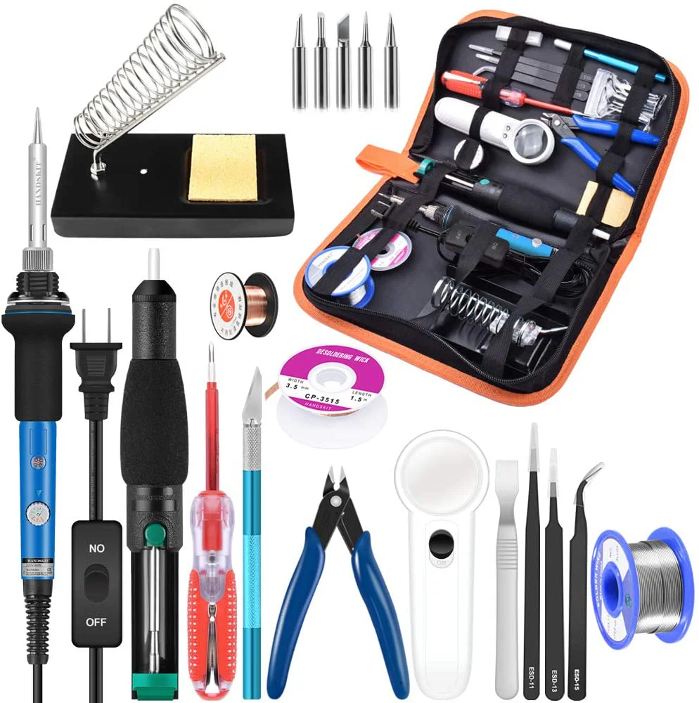 60 Watt Soldering Iron Kit with Stand, Wire & Repair Tools 21-in-1 TP936S1