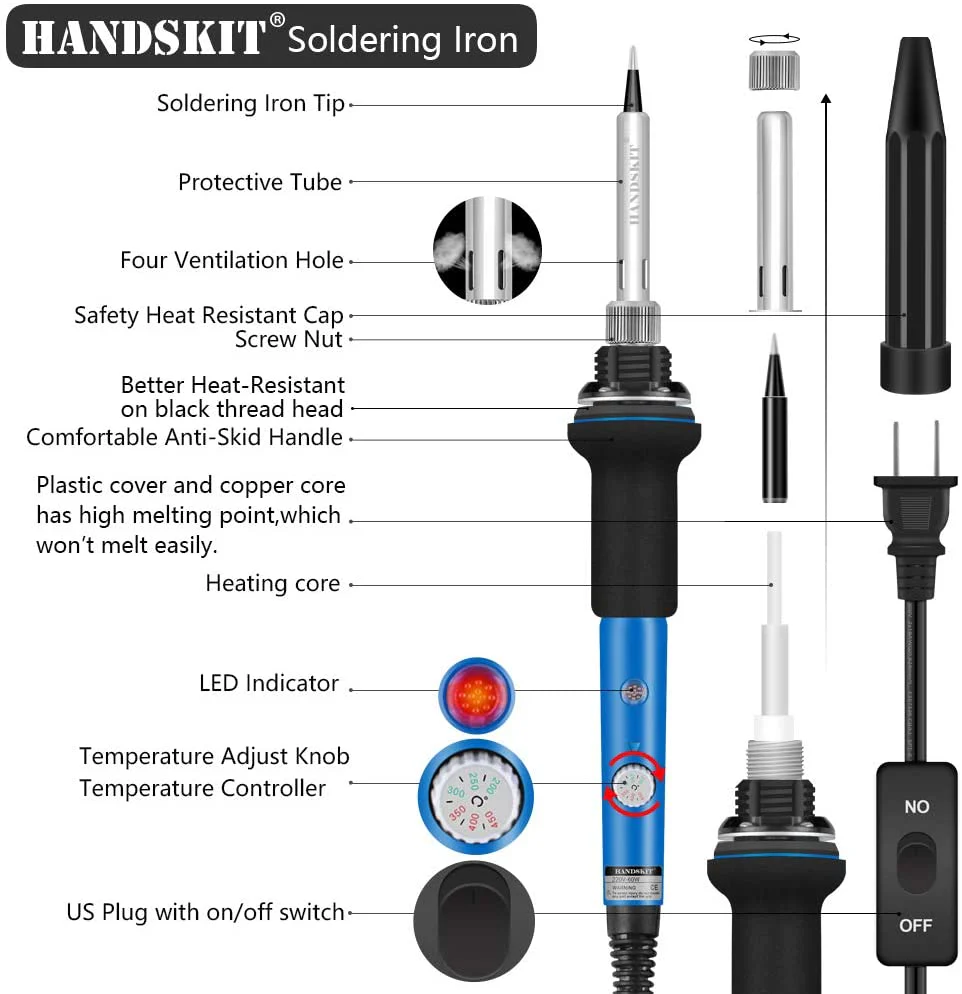 60 Watt Soldering Iron Kit with Stand, Wire & Repair Tools 21-in-1 TP936S1 - Image 5