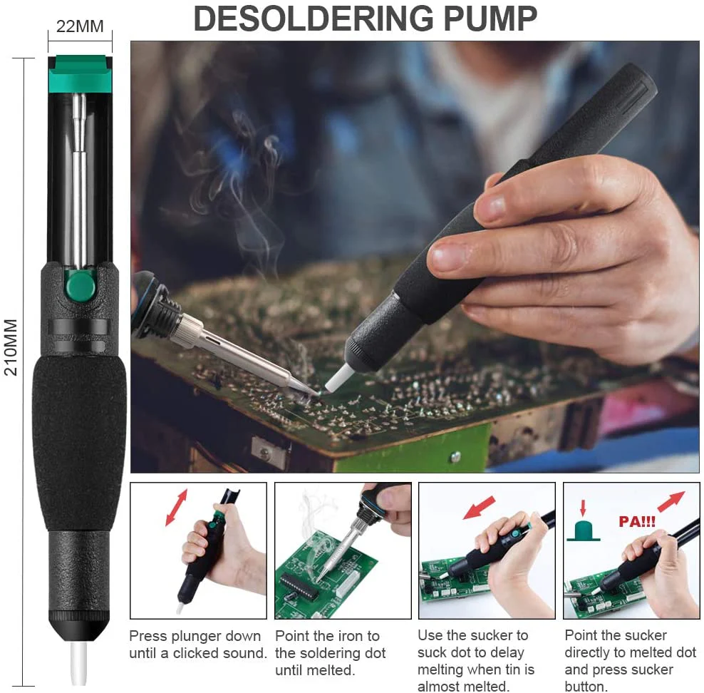 60 Watt Soldering Iron Kit with Stand, Wire & Repair Tools 21-in-1 TP936S1 - Image 9