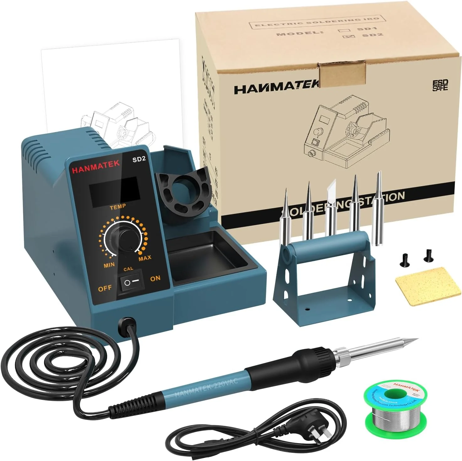 60W Digital Soldering Station with LED Display – Adjustable Temp + 5 Extra Tips | SKU 121SD2