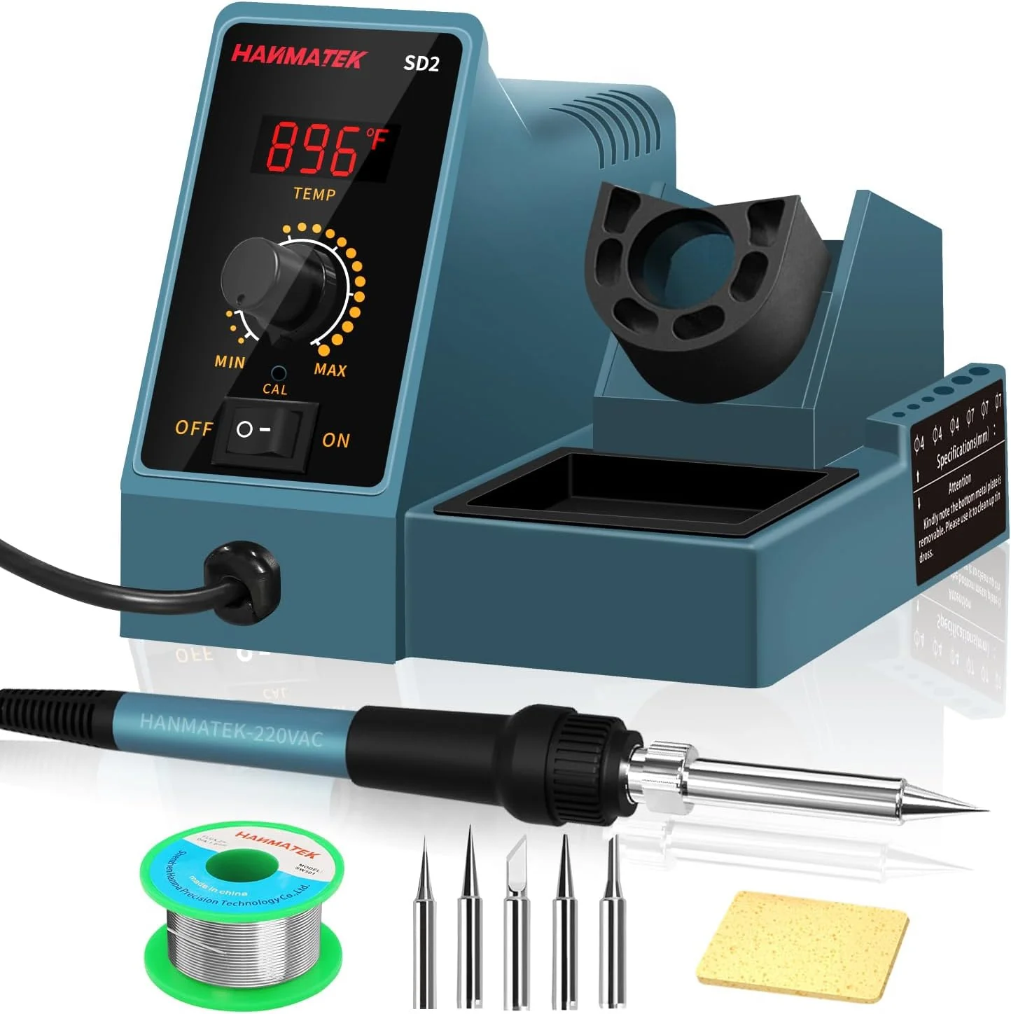60W Digital Soldering Station with LED Display – Adjustable Temp + 5 Extra Tips | SKU 121SD2 - Image 2