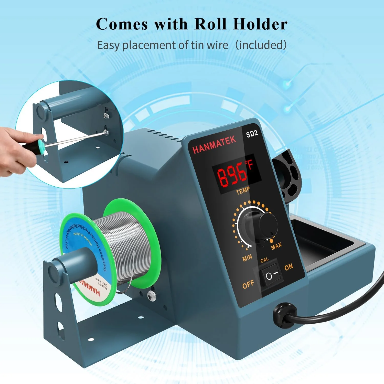 60W Digital Soldering Station with LED Display – Adjustable Temp + 5 Extra Tips | SKU 121SD2 - Image 3