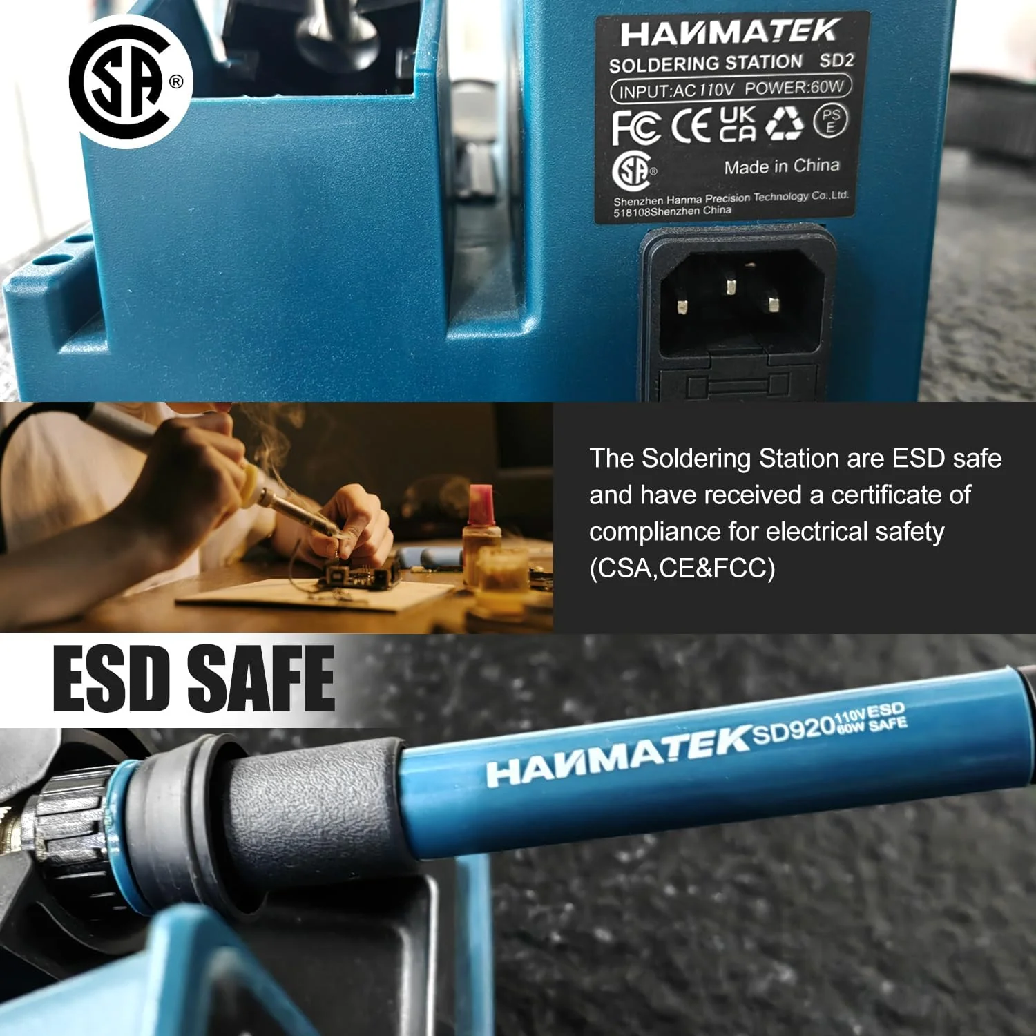 60W Digital Soldering Station with LED Display – Adjustable Temp + 5 Extra Tips | SKU 121SD2 - Image 4