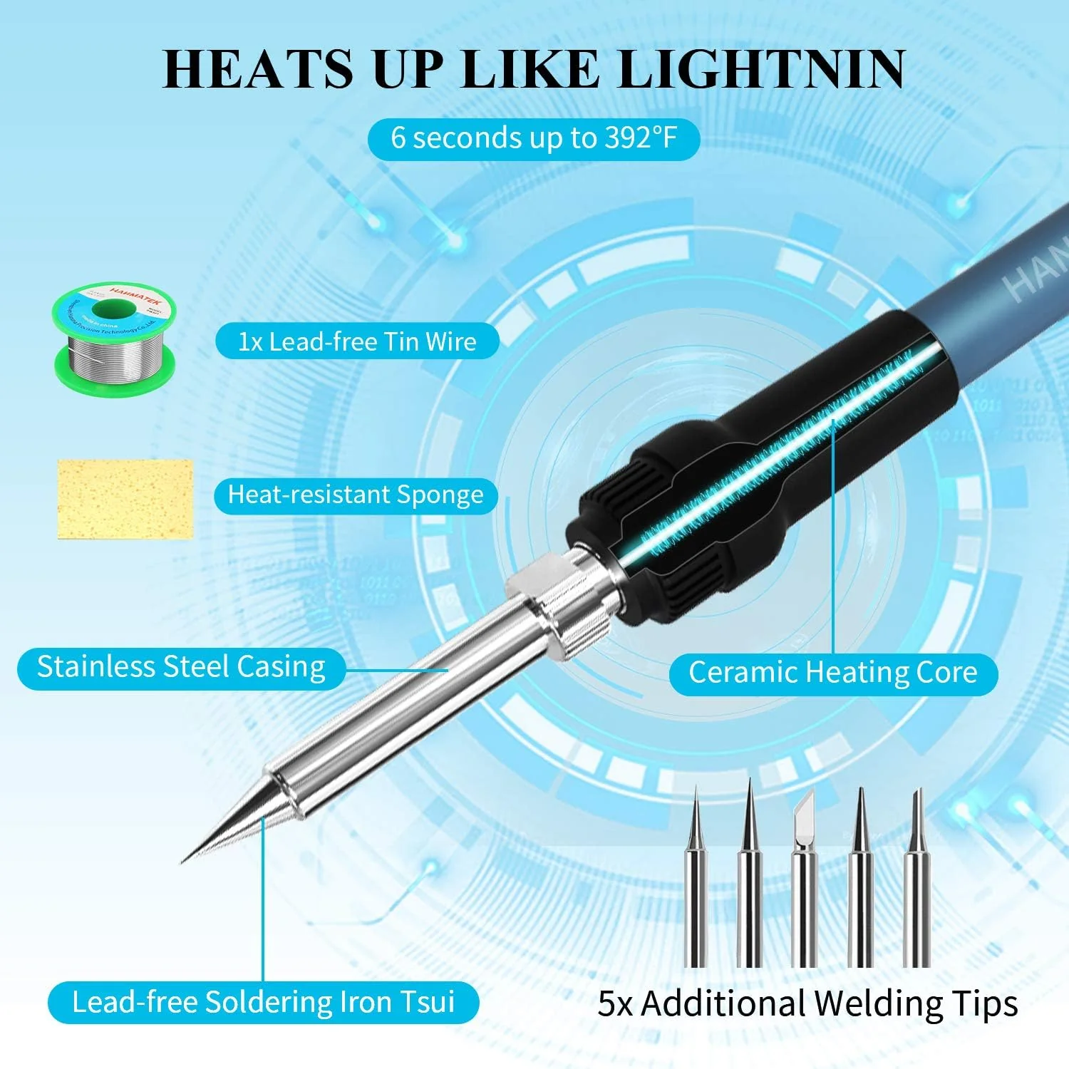 60W Digital Soldering Station with LED Display – Adjustable Temp + 5 Extra Tips | SKU 121SD2 - Image 5