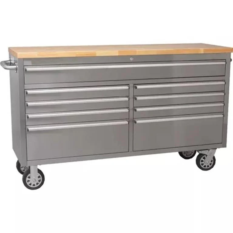 61-Inch Stainless Steel 9-Drawer Tool Chest with Power Strip HTC6109W - Image 5
