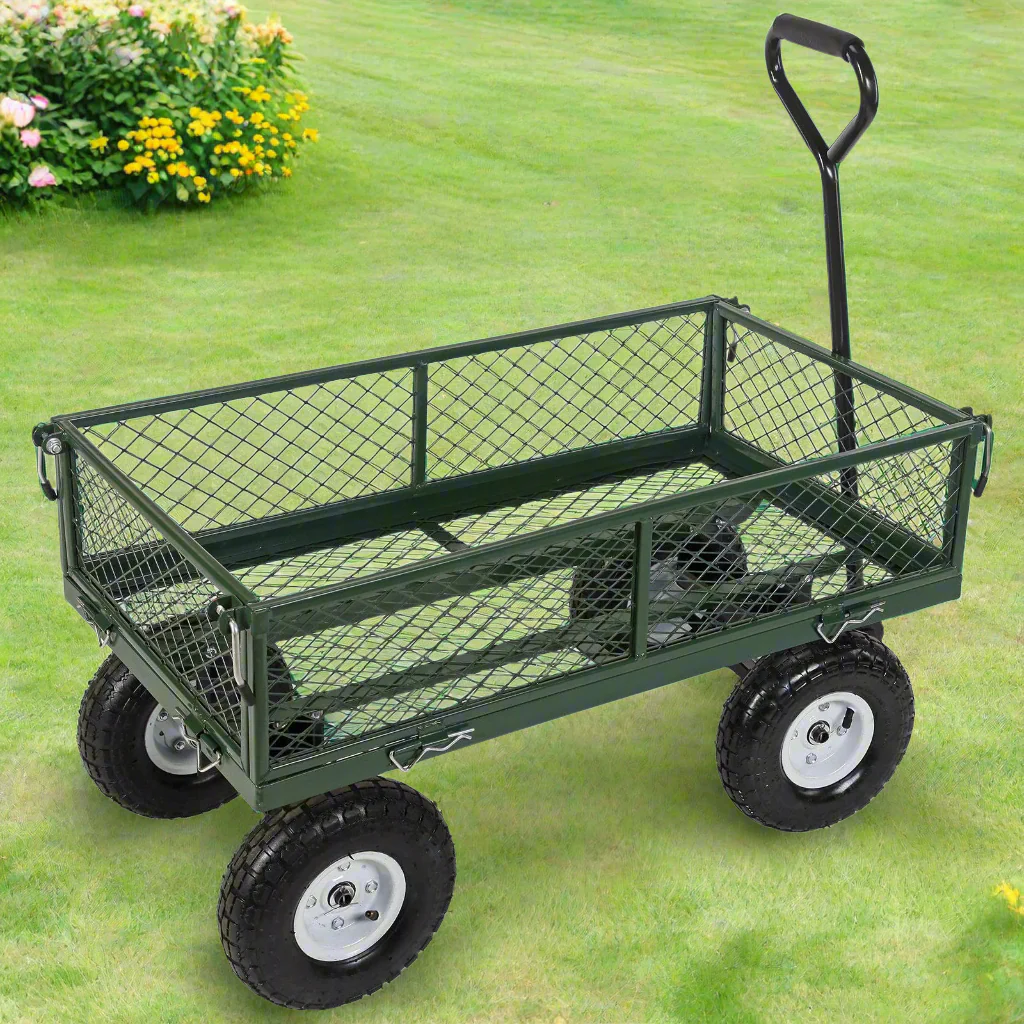 660 LB Heavy-Duty Mesh Garden Cart with Sturdy Wheels | SKU: TC1840B - Image 2
