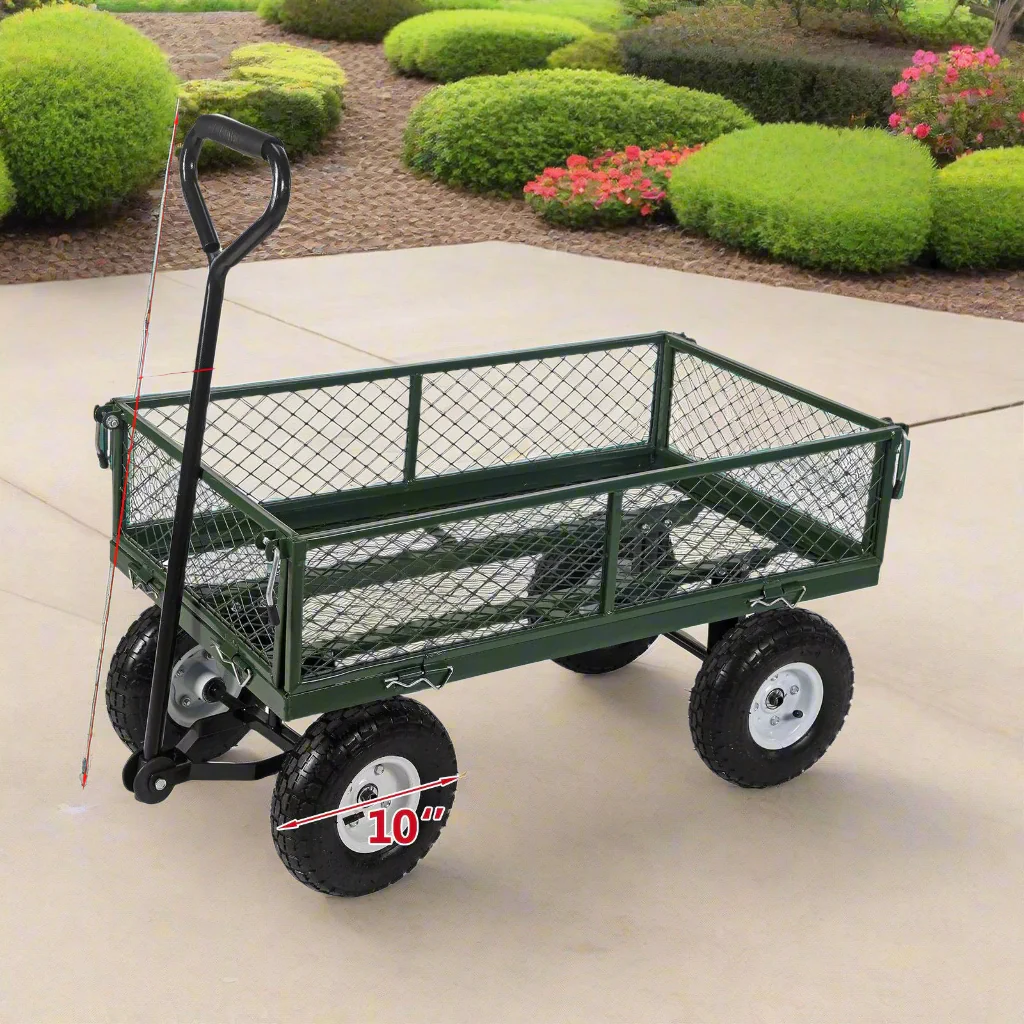 660 LB Heavy-Duty Mesh Garden Cart with Sturdy Wheels | SKU: TC1840B - Image 3