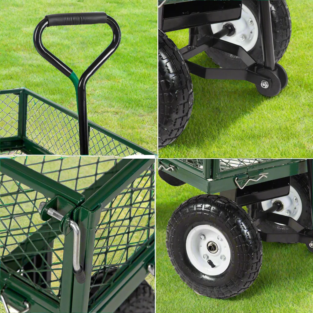 660 LB Heavy-Duty Mesh Garden Cart with Sturdy Wheels | SKU: TC1840B - Image 4
