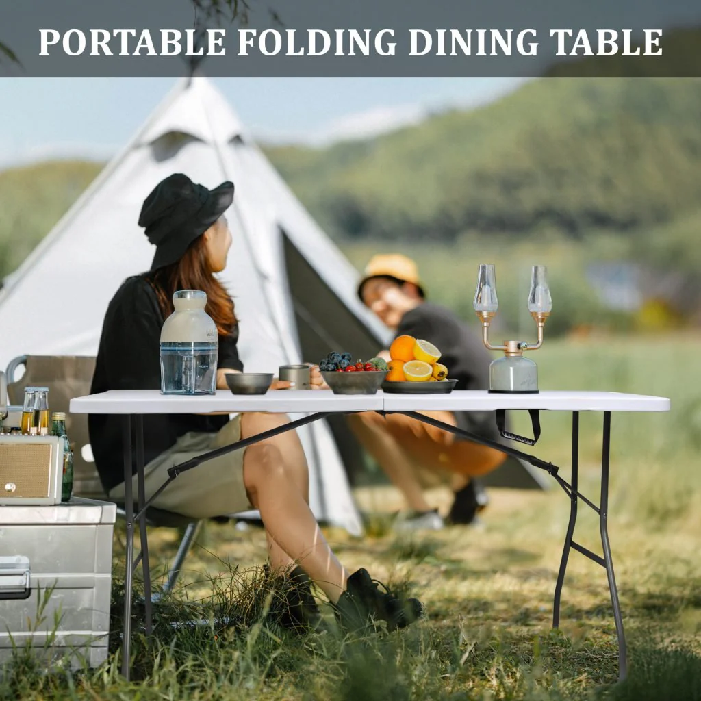 New 6 Ft Bi-Fold Folding Table – Heavy-Duty, Portable, Indoor/Outdoor Use AMPCT1807 - Image 2