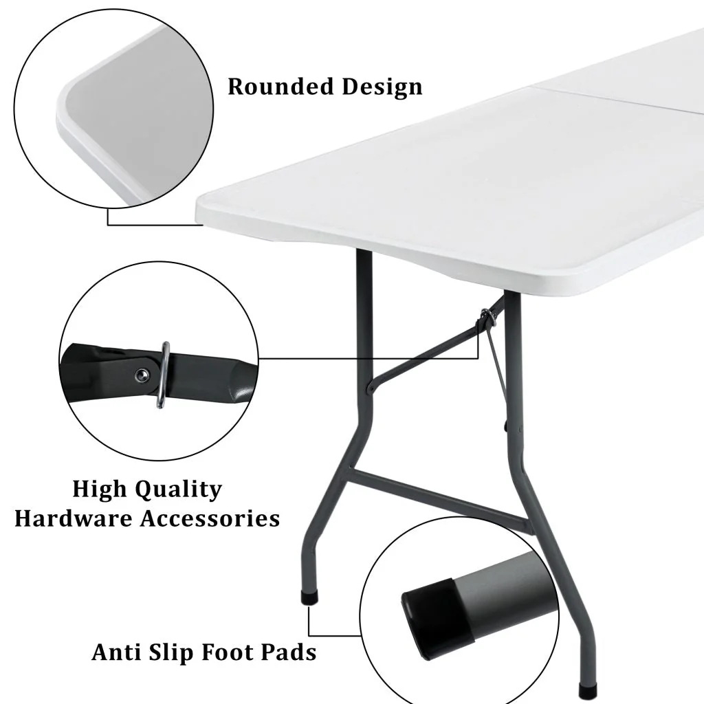 New 6 Ft Bi-Fold Folding Table – Heavy-Duty, Portable, Indoor/Outdoor Use AMPCT1807 - Image 8