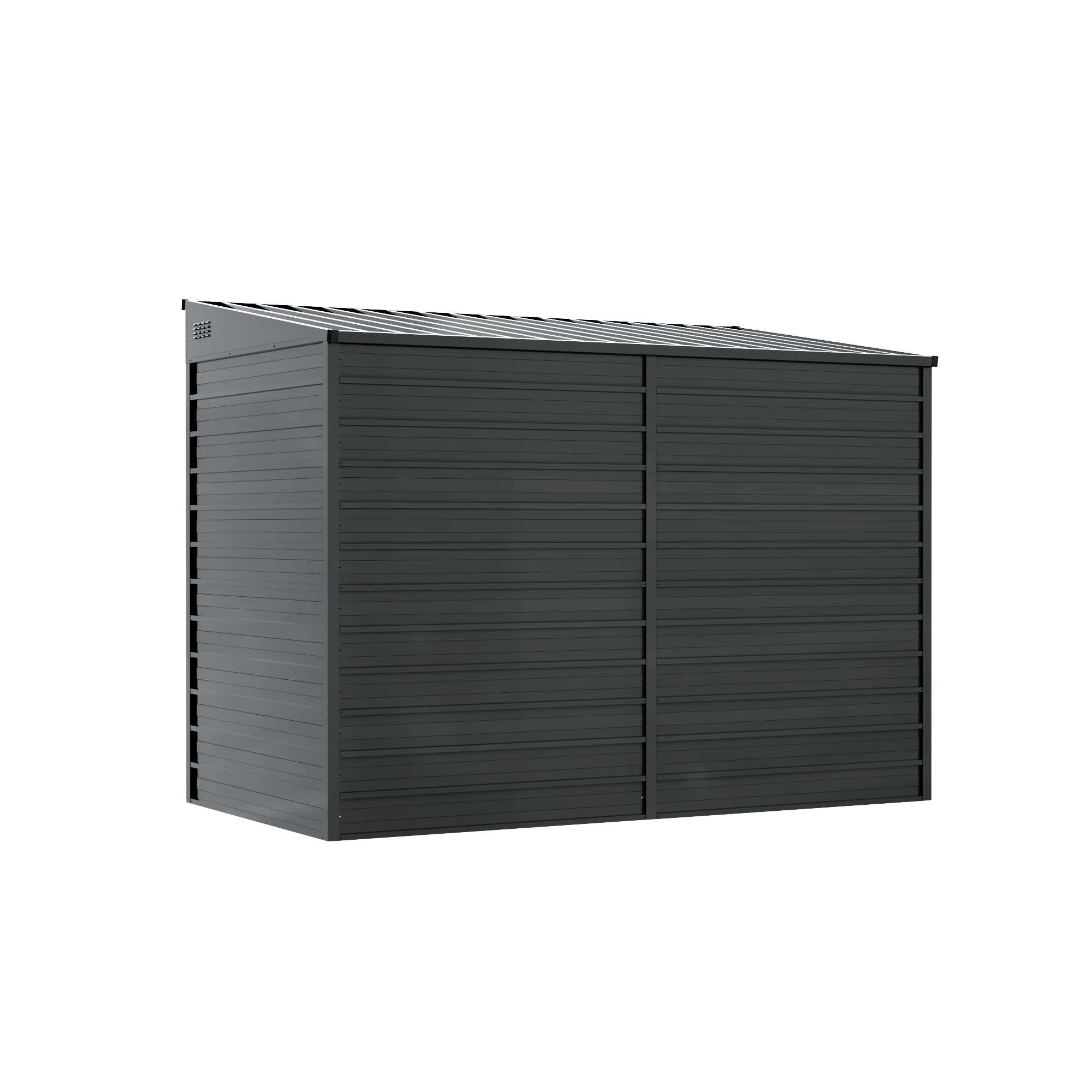 7.5x4.2 ft Outdoor Metal Storage Shed – Dark Grey, Dual Swing Doors, Heavy-Duty Steel Frame EF0804 - Image 3