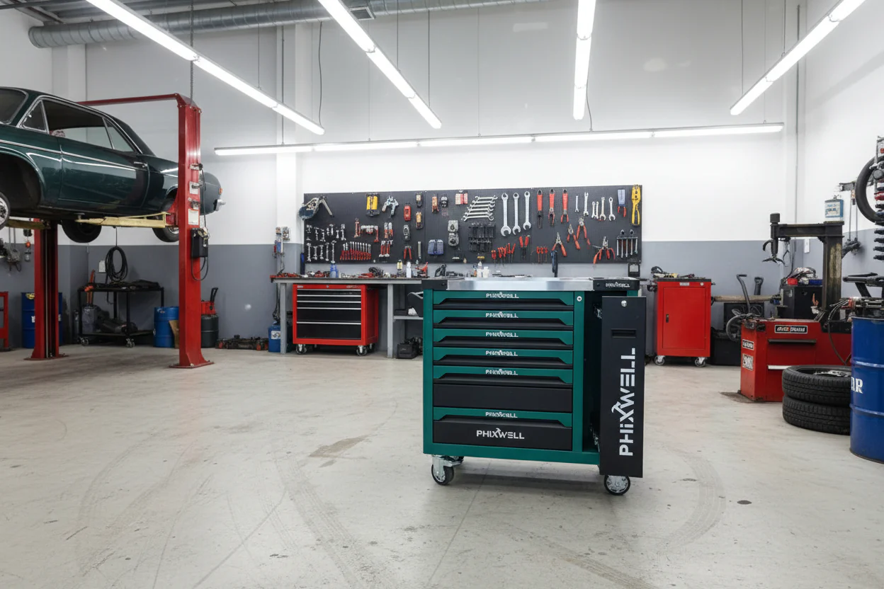 7-Drawer Tool Cabinet with 300+ Piece Tool Set – Heavy-Duty Steel Rolling Trolley Full Socket, Ratchet, Bit & Wrench Kit SKU 2505281