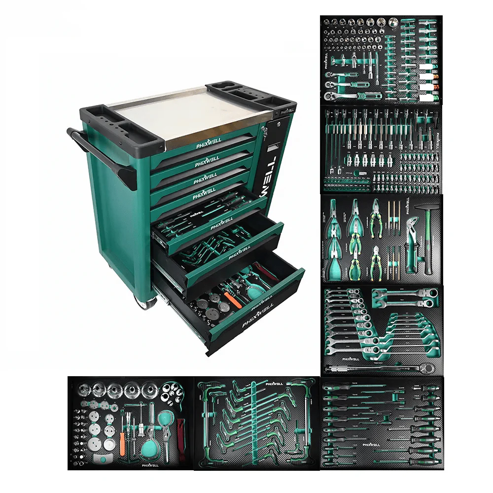 7-Drawer Tool Cabinet with 300+ Piece Tool Set – Heavy-Duty Steel Rolling Trolley Full Socket, Ratchet, Bit & Wrench Kit SKU 2505281 - Image 2