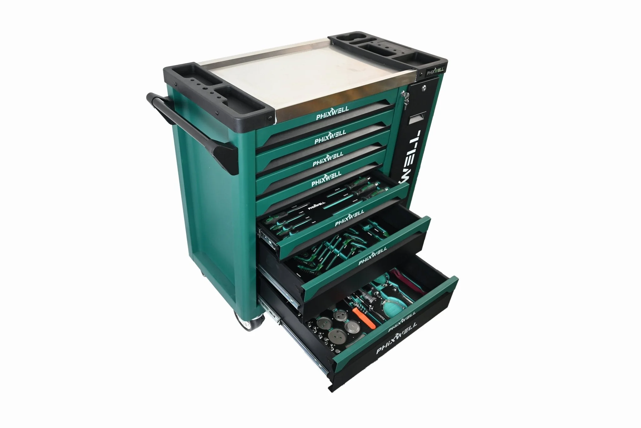 7-Drawer Tool Cabinet with 300+ Piece Tool Set – Heavy-Duty Steel Rolling Trolley Full Socket, Ratchet, Bit & Wrench Kit SKU 2505281 - Image 3